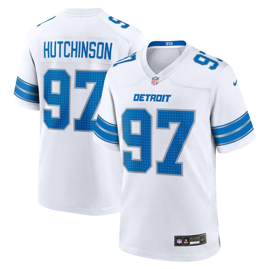 Men Detroit Lions #97 Aidan Hutchinson Nike White Game NFL Jersey->detroit lions->NFL Jersey